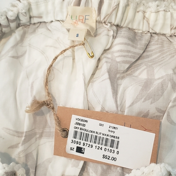 NWT Surf Gypsy Tan White Tropical Floral Strapless Slit Maxi Dress Swim Cover S - Picture 11 of 11